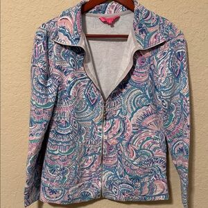 Lilly Pulitzer Blue & Pink Printed Zip-Front Jacket size small